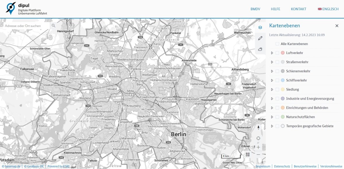 Darstellung des Map Tools nach initialem Aufruf ohne durchgeführte Lokalisierung des Standortes