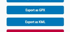 "Export as GPX" and "Export as KML" buttons in the "Geometry" menu "Export as GPX" and "Export as KML" buttons in the "Geometry" menu